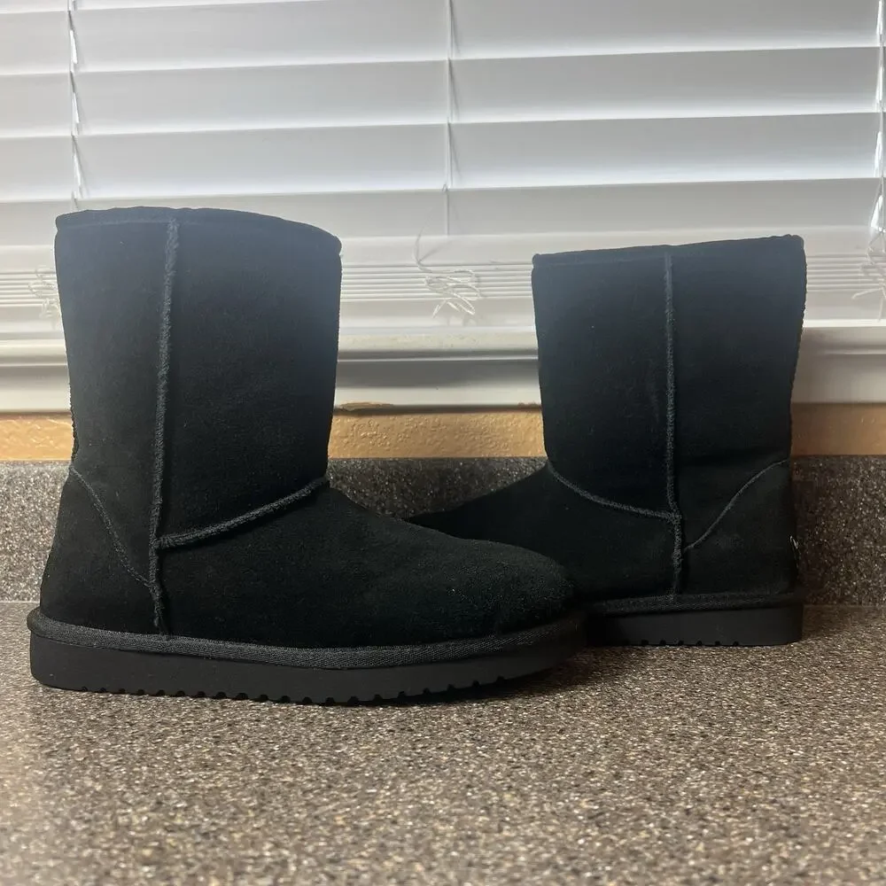 Koolaburra By Ugg Black Short Winter Boots Women's Size 9 Sherpa Lining Pull On
